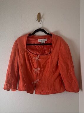 VTG Lillie Rubin Coral Jacket zip front whimsy cottagecore cotton size 14